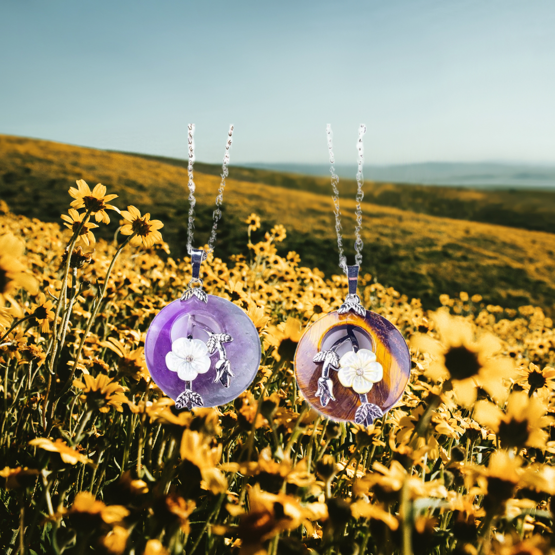 Crystal Donut Pendant flower Engraved