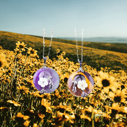 Crystal Donut Pendant flower Engraved