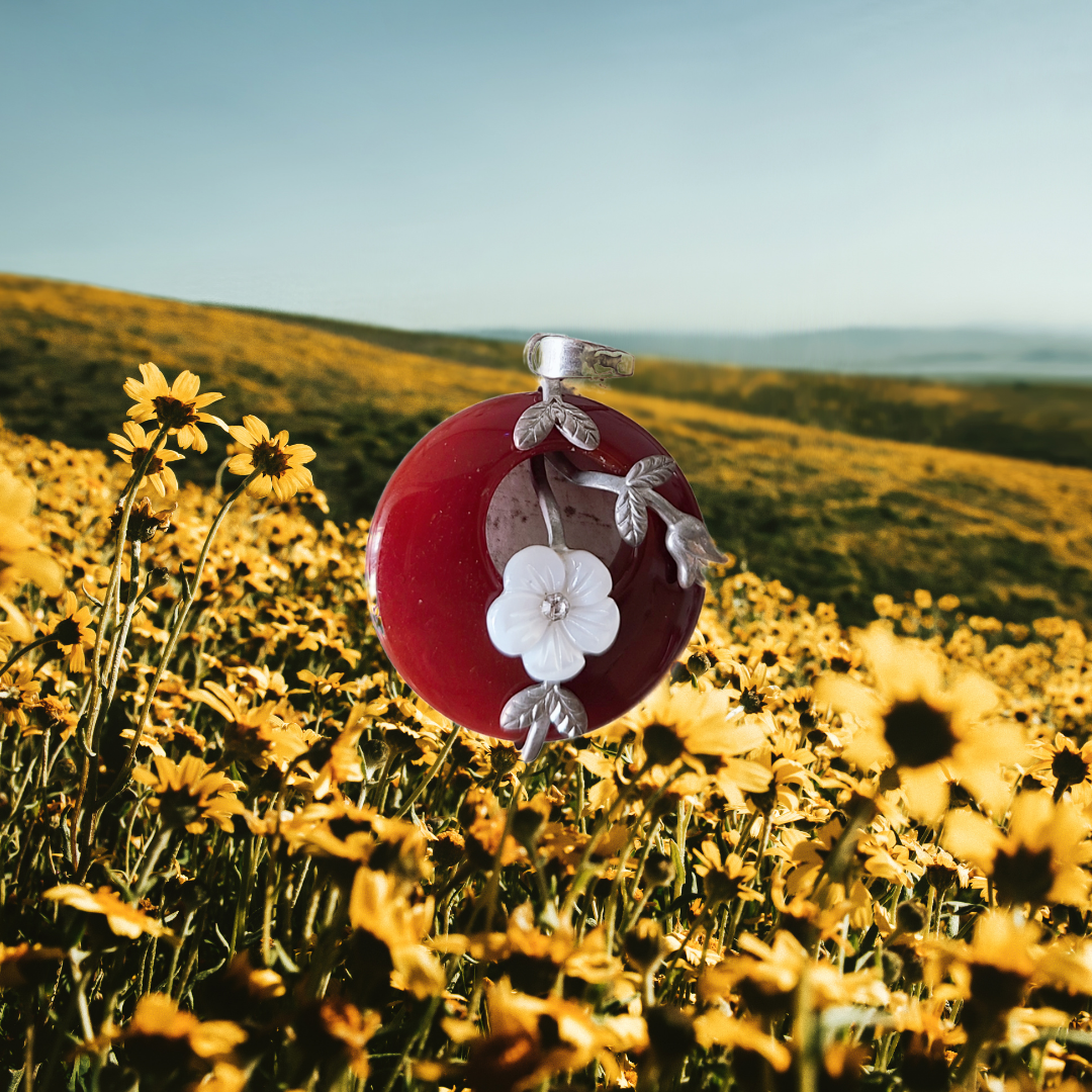 Crystal Donut Pendant flower Engraved