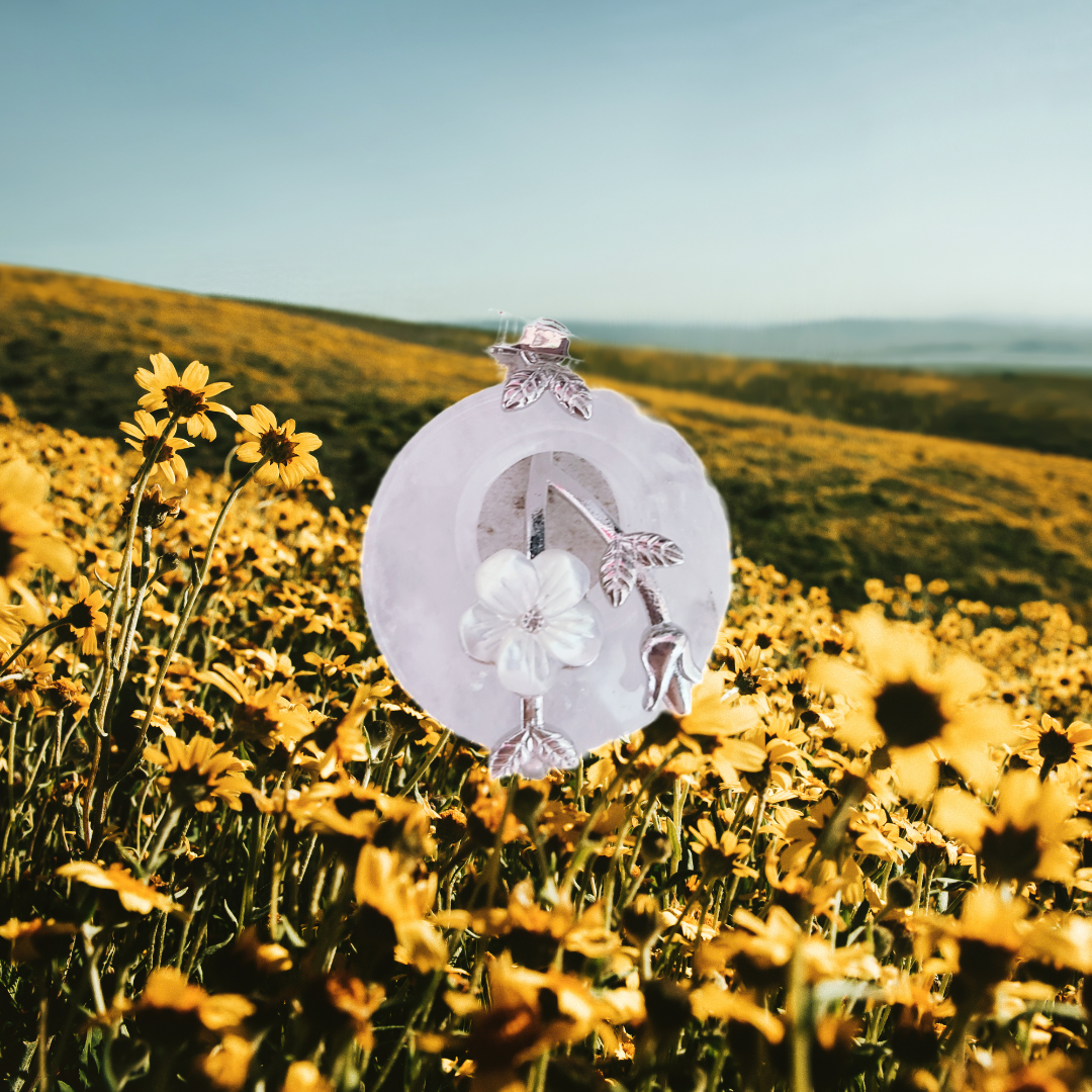 Crystal Donut Pendant flower Engraved