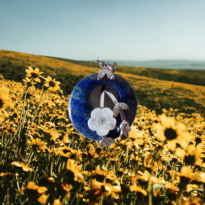 Crystal Donut Pendant flower Engraved